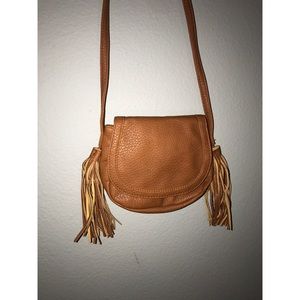 Brown fringe crossbody bag